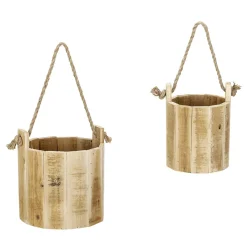 Seaux Rustiques En Bois, Set De 2, 21 Cm-DecoWoerner Outlet