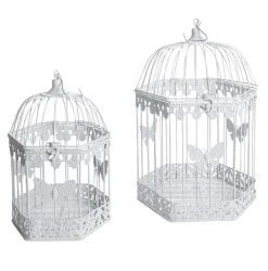 Set Décoratif De Cages à Oiseaux 2 Pcs. 48x26x23 Cm / 41x21x18 Cm-DecoWoerner