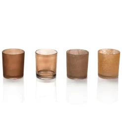 Set De 4 Porte-bougies à Réchaud En Verre Brun 7 X 8 Cm-DecoWoerner Discount