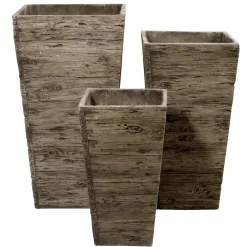 Set De Bacs à Plantes En Fibre De Verre , Imitation Bois 50, 65, 75 Cm De Haut-DecoWoerner Online