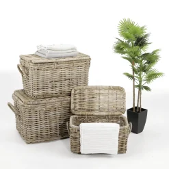 Set De Coffres En Rotin 3 Pcs.-DecoWoerner Clearance