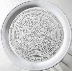Set De Table D'appoint Blanc Rond En Métal-DecoWoerner Sale