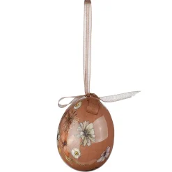 Set D'oeufs De Pâques, 5 Cm & Marron Avec Motif De Fleurs & Noeud 8pcs.-DecoWoerner