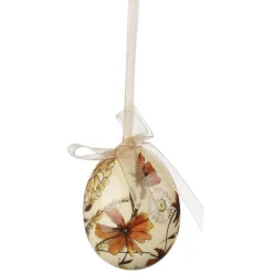 Set D'oeufs De Pâques, 5 Cm & Marron Avec Motif De Fleurs & Noeud 8pcs.-DecoWoerner