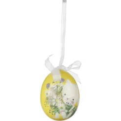 Set D'oeufs De Pâques à Suspendre En Mousse, Jaune Avec Motif De Lapin Et Noeud 8pcs.-DecoWoerner Clearance