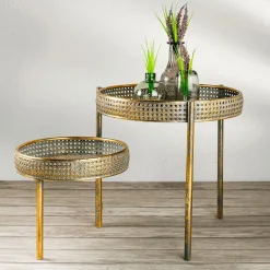 Table Métallique Tressée Viennoise 68,5x41,5x38,5cm-DecoWoerner New