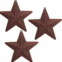 Étoiles Déco à Paillettes Nougat, Ø 17 Cm, 3 Pces-DecoWoerner Discount