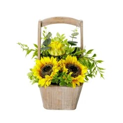 Tournesols Artificiels En Corbeille 31 Cm-DecoWoerner Discount