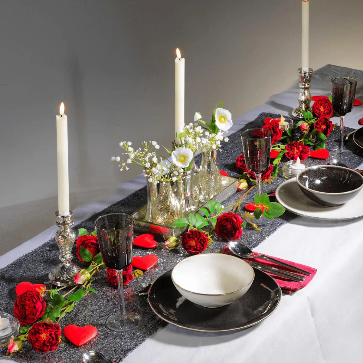 Vases En Pour Décoration De Table Avec Plateau, 8 Pièces-DecoWoerner Clearance