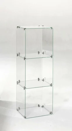 Vitrine En Verre Cube à Monter Soi-même, Avec Panneaux Arrière, Haut. 124 Cm-DecoWoerner Discount