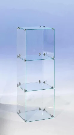 Vitrine En Verre Cube à Monter Soi-même, Avec Panneaux Arrière, Haut. 124 Cm-DecoWoerner Discount