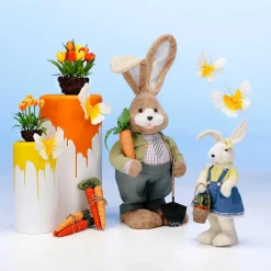 XXL Lapin De Pâques En Peluche Avec Carotte Et Pelle 36 X 23 X 92 Cm-DecoWoerner Best