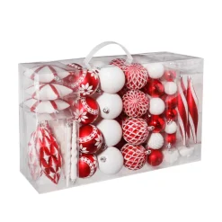 XXL Set De Boules De Noël En Plastique 100pcs Blanc 3 - 14 Cm Long & 3 - 6 Cm Ø Avec Cintre En Métal-DecoWoerner Outlet