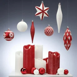 XXL Set De Boules De Noël En Plastique 100pcs Blanc 3 - 14 Cm Long & 3 - 6 Cm Ø Avec Cintre En Métal-DecoWoerner Outlet